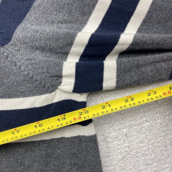 Tommy Hilfiger Blue / Grey Striped Pullover V-Neck Sweater Long Sleeve Mens S - Picture 7 of 13